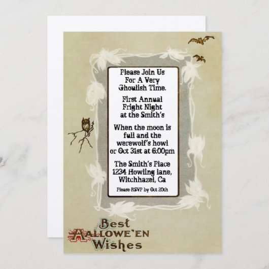  uitnodiging voor Halloween (Voorkant / Achterkant)