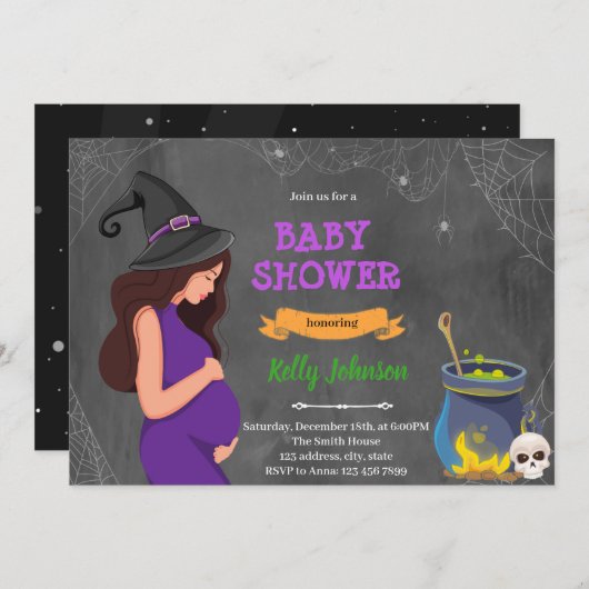 Uitnodiging voor Halloween babyshower  (Voorkant / Achterkant)