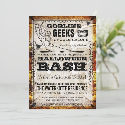 Uitnodiging voor Halloween Bash (Staand voorkant)