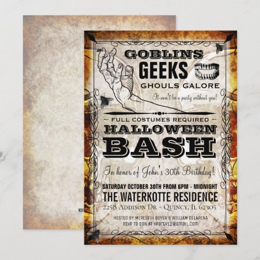 Uitnodiging voor Halloween Bash (Voorkant / Achterkant)