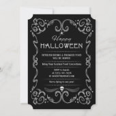 Uitnodiging voor Halloween Black & White Party (Achterkant)