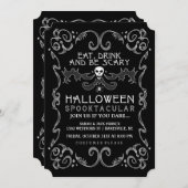 Uitnodiging voor Halloween Black & White Party (Voorkant / Achterkant)