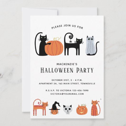 Uitnodiging voor Halloween Cat Party (Voorkant)