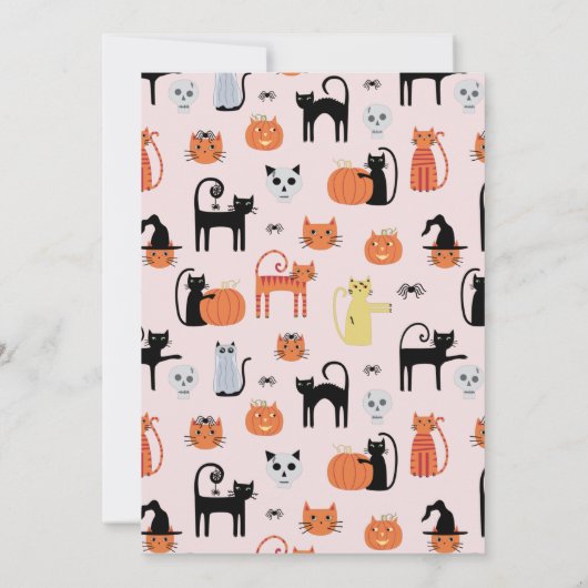 Uitnodiging voor Halloween Cat Party (Achterkant)