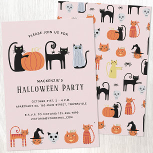 Uitnodiging voor Halloween Cat Party