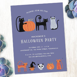Uitnodiging voor Halloween Cat Party
