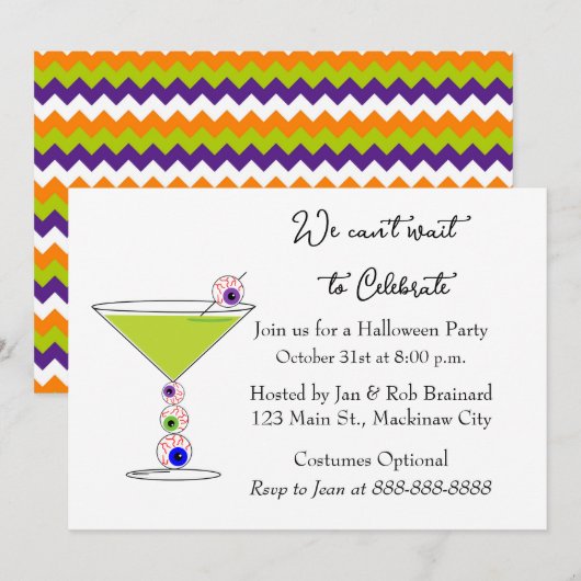Uitnodiging voor Halloween Cocktail Party (Voorkant / Achterkant)