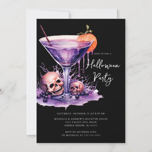Uitnodiging voor Halloween Cocktail Party (Voorkant)