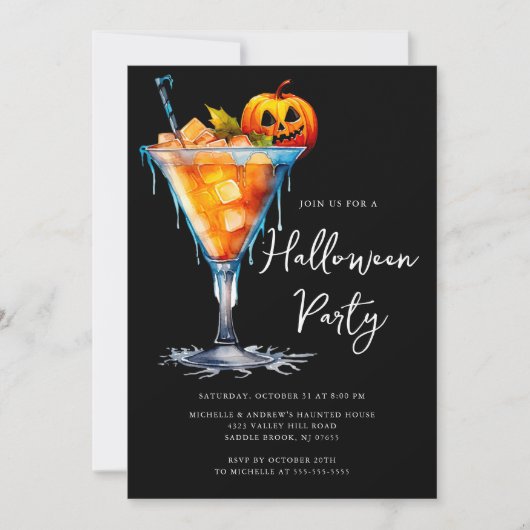 Uitnodiging voor Halloween Cocktail Party (Voorkant)
