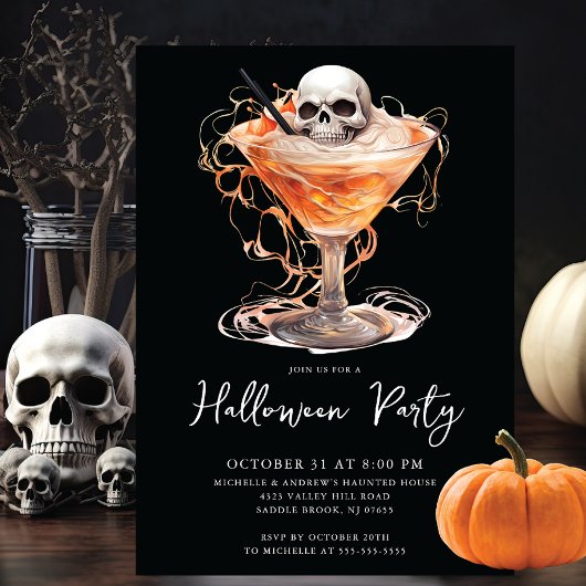 Uitnodiging voor Halloween Cocktail Party