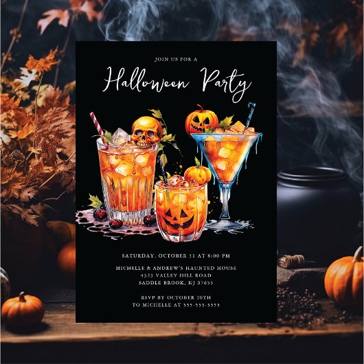 Uitnodiging voor Halloween Cocktail Party