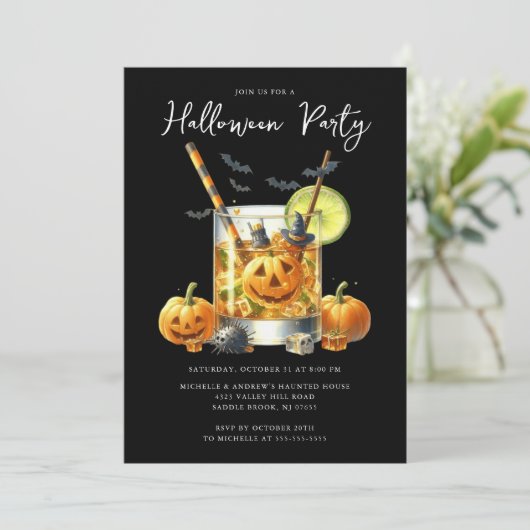 Uitnodiging voor Halloween Cocktail Party (Staand voorkant)