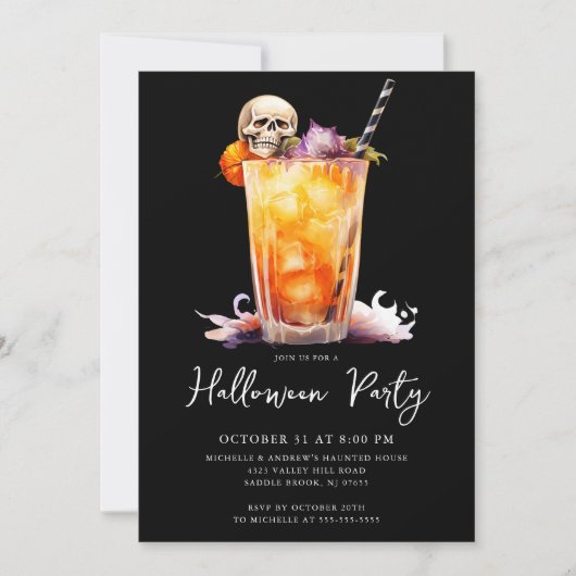 Uitnodiging voor Halloween Cocktail Party (Voorkant)