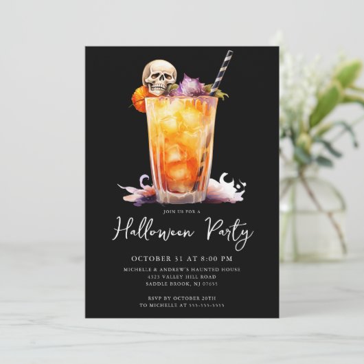 Uitnodiging voor Halloween Cocktail Party (Staand voorkant)