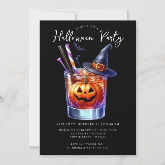 Uitnodiging voor Halloween Cocktail Party (Voorkant)