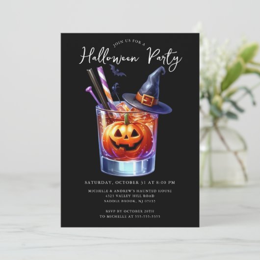Uitnodiging voor Halloween Cocktail Party (Staand voorkant)