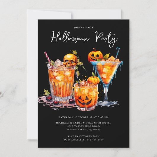 Uitnodiging voor Halloween Cocktail Party (Voorkant)