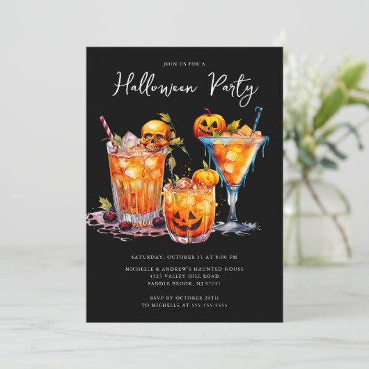 Uitnodiging voor Halloween Cocktail Party (Staand voorkant)