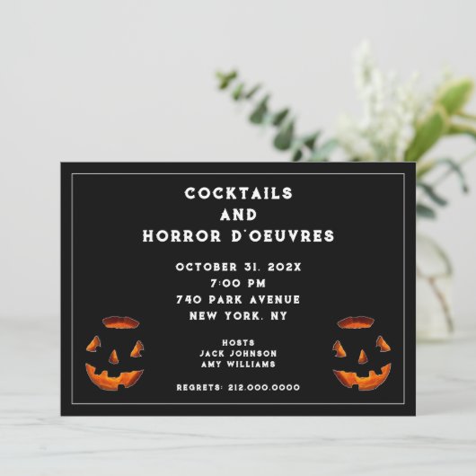 Uitnodiging voor Halloween Cocktail Party (Staand voorkant)