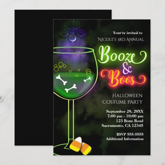 Uitnodiging voor Halloween-drank- en booscocktailp (Voorkant / Achterkant)