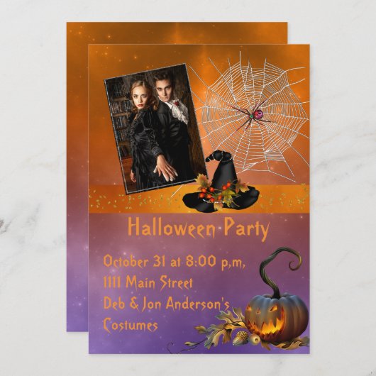 Uitnodiging voor Halloween-feest (Voorkant / Achterkant)