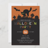 Uitnodiging voor Halloween-feest - Black Cat (Voorkant)