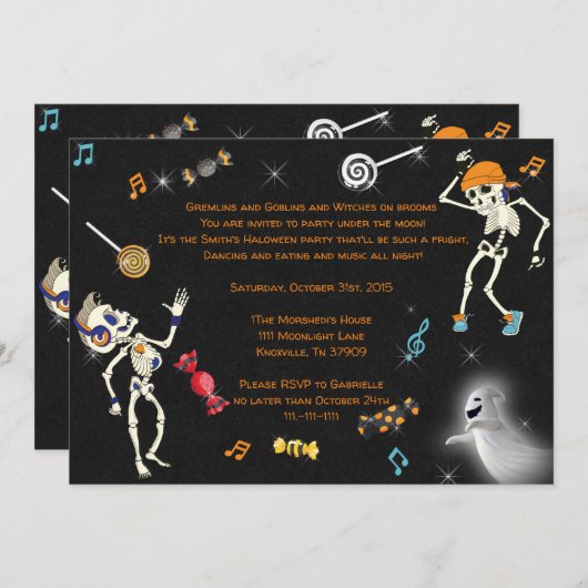 Uitnodiging voor Halloween-feest, Halloween-dansui (Voorkant / Achterkant)