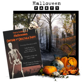 Uitnodiging voor Halloween-feest met cocktails en 