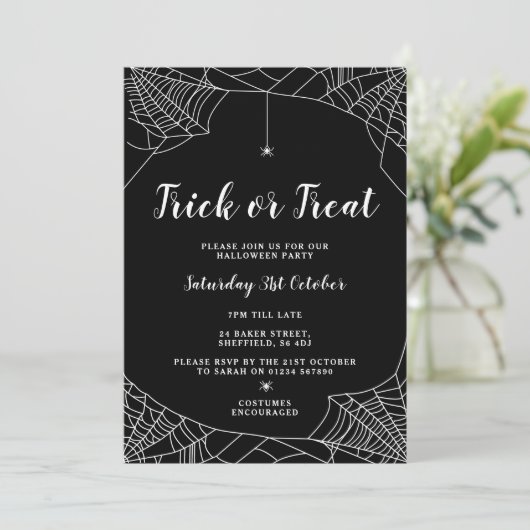 Uitnodiging voor Halloween-feest - Spider Theme (Staand voorkant)