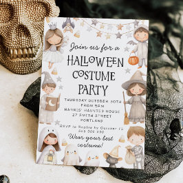 Uitnodiging voor Halloween-feestje met leuk kostuu
