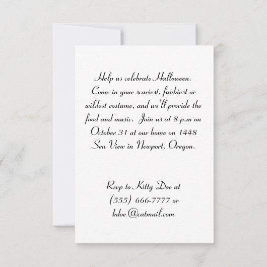 uitnodiging voor Halloween - Funny Black Cat (Achterkant)