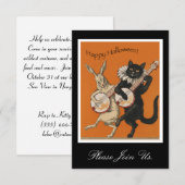 uitnodiging voor Halloween - Funny Black Cat (Voorkant / Achterkant)