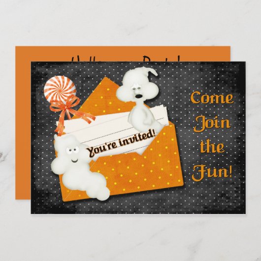 Uitnodiging voor Halloween Ghosts (Voorkant / Achterkant)