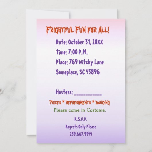 Uitnodiging voor Halloween Ghosts Party (Achterkant)