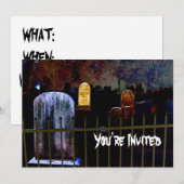 Uitnodiging voor Halloween Graveyard Party (Voorkant / Achterkant)