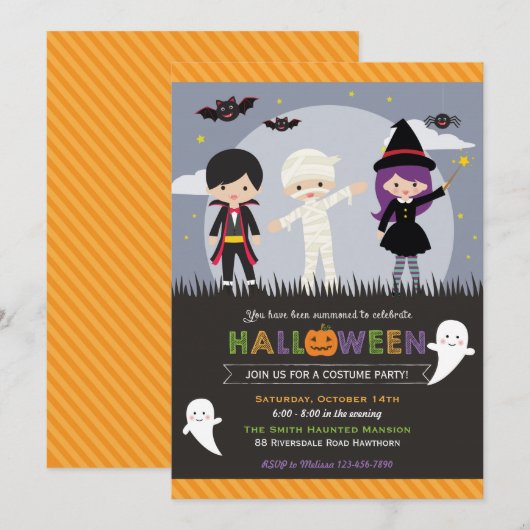 Uitnodiging voor Halloween/Halloween Partij (Voorkant / Achterkant)