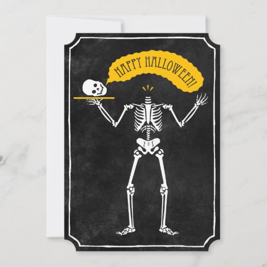 Uitnodiging voor Halloween: Happy Skeleton (Voorkant)