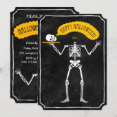 Uitnodiging voor Halloween: Happy Skeleton (Voorkant / Achterkant)