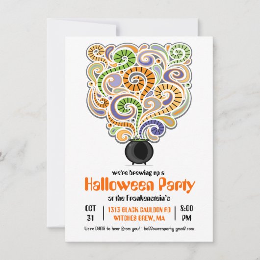 Uitnodiging voor Halloween Heksenbrouwsel Feest I (Voorkant)