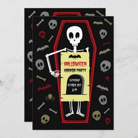 Uitnodiging voor Halloween Horror Party (Voorkant / Achterkant)