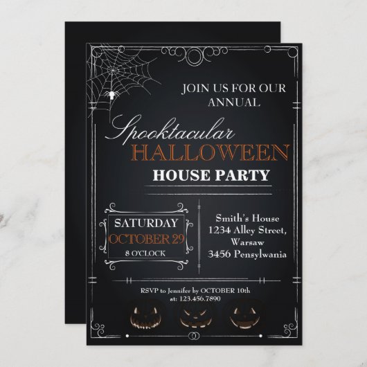 Uitnodiging voor Halloween House (Voorkant / Achterkant)