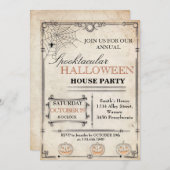 Uitnodiging voor Halloween House Party (Voorkant / Achterkant)