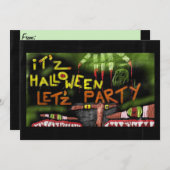 Uitnodiging voor Halloween 'It'z Halloween Let'z P (Voorkant / Achterkant)