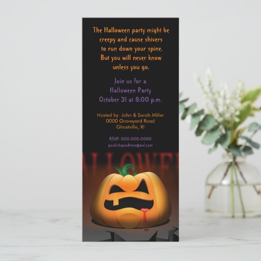 Uitnodiging voor Halloween Jack O' Lantern Feest (Staand voorkant)