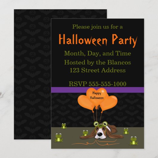 Uitnodiging voor Halloween-kostuum (Voorkant / Achterkant)