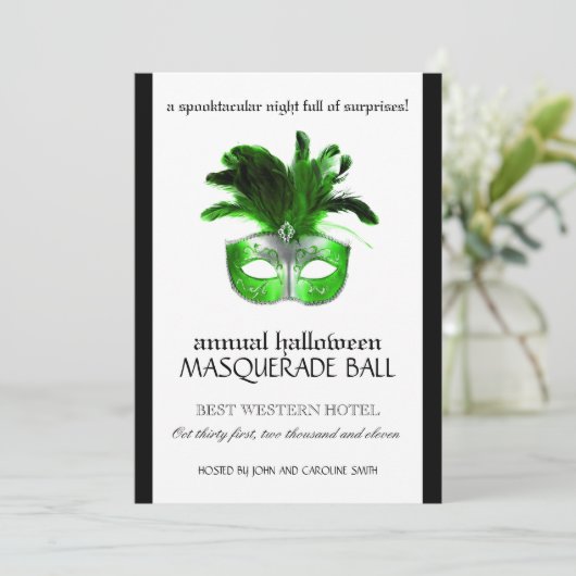 Uitnodiging voor Halloween Masquerade (Staand voorkant)