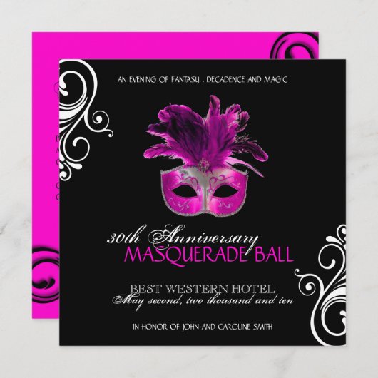 Uitnodiging voor Halloween Masquerade (Voorkant / Achterkant)