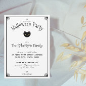 Uitnodiging voor Halloween met een Zwart-witte Kat