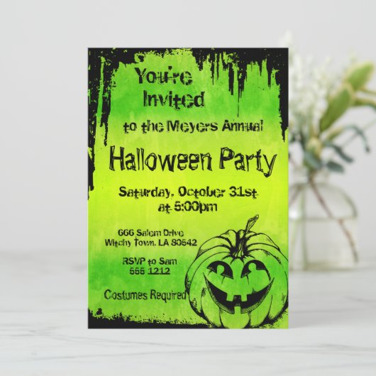 Uitnodiging voor Halloween met Pumpkin (Staand voorkant)