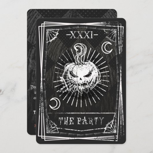 Uitnodiging voor Halloween met tarotkaart (Voorkant / Achterkant)